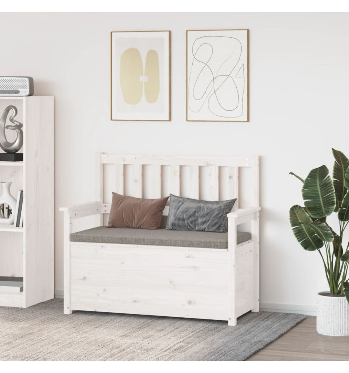 Banc Blanc 112,5x51,5x96,5 cm Bois de pin massif | Mobilier & Déco