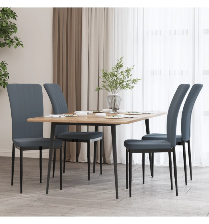 Chaises à manger lot de 4 Gris foncé Velours | Mobilier & Déco