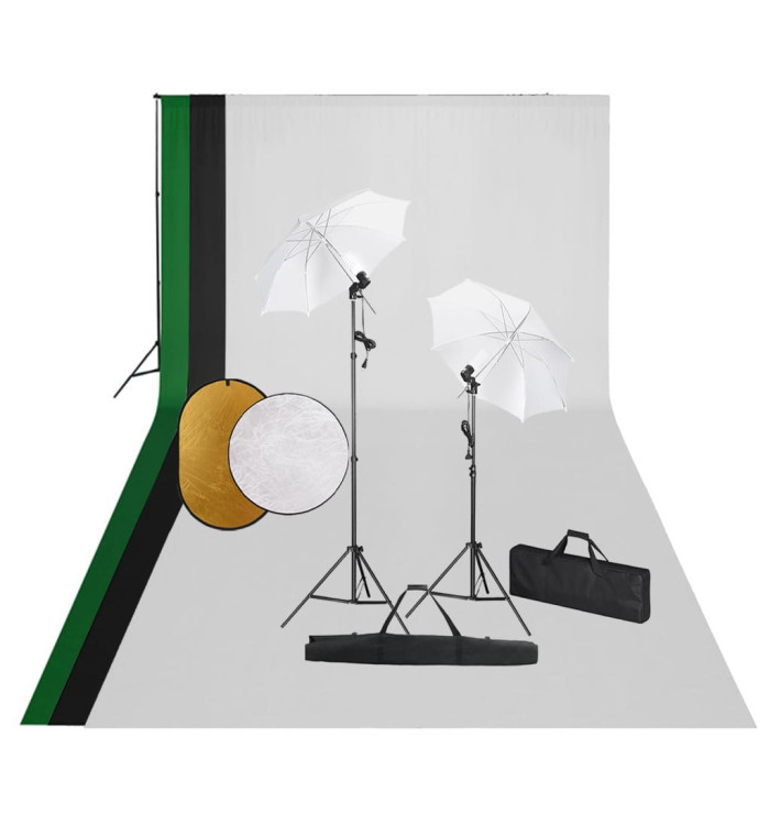 Kit de studio photo avec lampes toile de fond et réflecteur | Mobilier & Déco