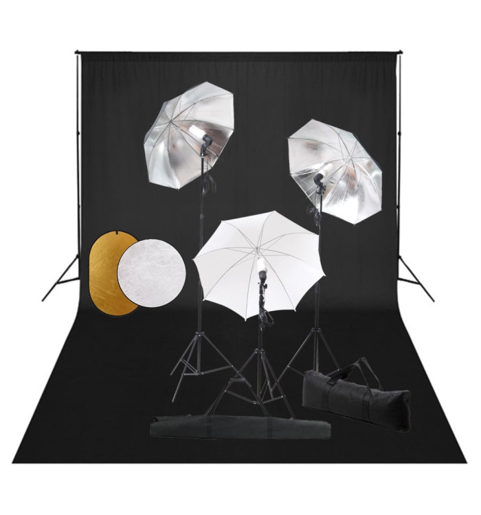 Kit de studio photo avec lampes toile de fond et réflecteur | Mobilier & Déco