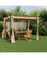Tonnelle avec rideaux 3x3 m Taupe Acier | Mobilier & Déco