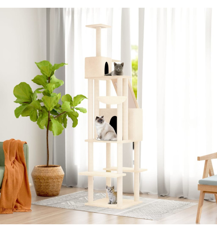 Arbre à chat avec griffoirs en sisal Crème 201 cm | Mobilier & Déco