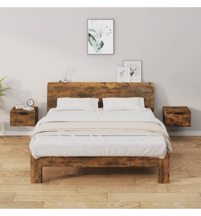 Tables de chevet murales 2 pcs Chêne fumé 34x30x20 cm | Mobilier & Déco