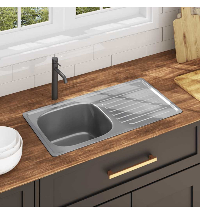 Évier de cuisine avec crépine et piège Acier inoxydable | Mobilier & Déco