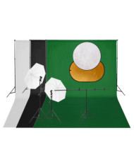 Kit de studio photo avec éclairage toile de fond et réflecteur | Mobilier & Déco