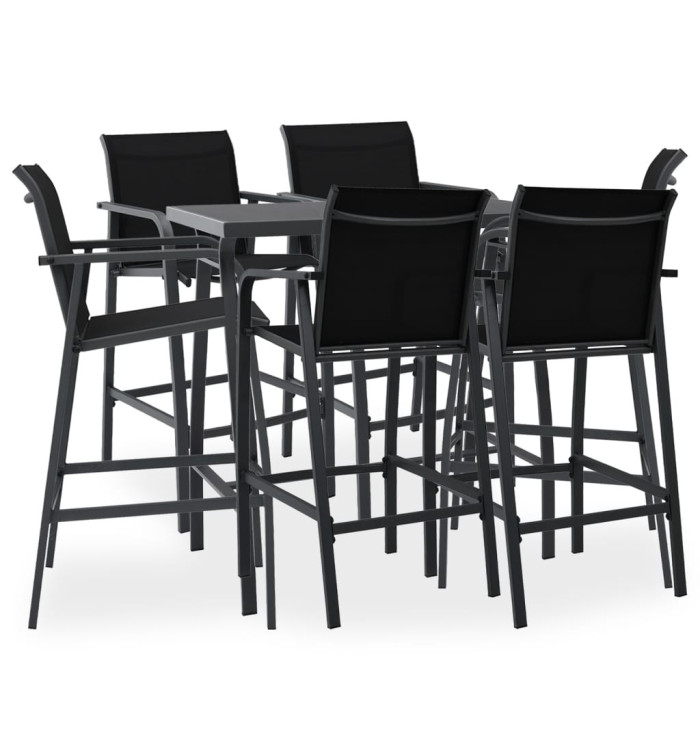 Ensemble de bar de jardin 7 pcs Noir | Mobilier & Déco