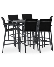 Ensemble de bar de jardin 7 pcs Noir | Mobilier & Déco
