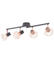 Plafonnier avec 4 projecteurs E14 Noir et cuivre | Mobilier & Déco