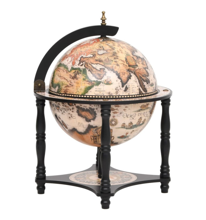Support à vin bar forme globe Noir Bois d'eucalyptus massif | Mobilier & Déco