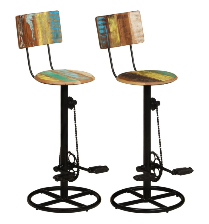 Tabourets de bar lot de 2 bois de récupération massif | Mobilier & Déco
