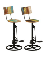 Tabourets de bar lot de 2 bois de récupération massif | Mobilier & Déco