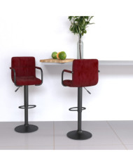 Tabourets de bar lot de 2 rouge bordeaux velours | Mobilier & Déco