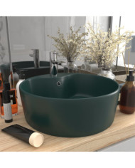 Lavabo de luxe avec trop-plein Vert foncé mat 36x13cm Céramique | Mobilier & Déco