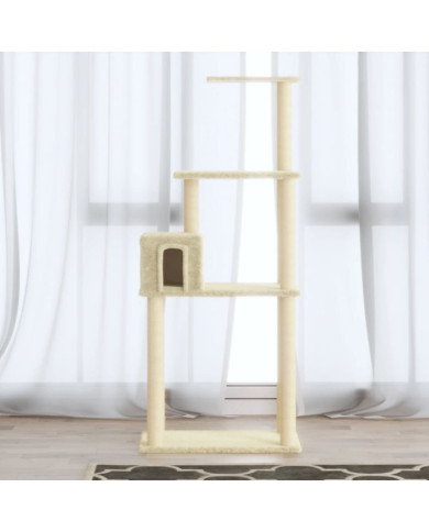 Arbre à chat avec griffoirs en sisal Crème 147 cm | Mobilier & Déco