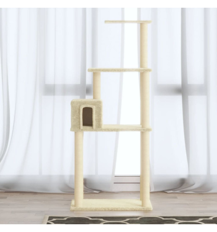 Arbre à chat avec griffoirs en sisal Crème 147 cm | Mobilier & Déco