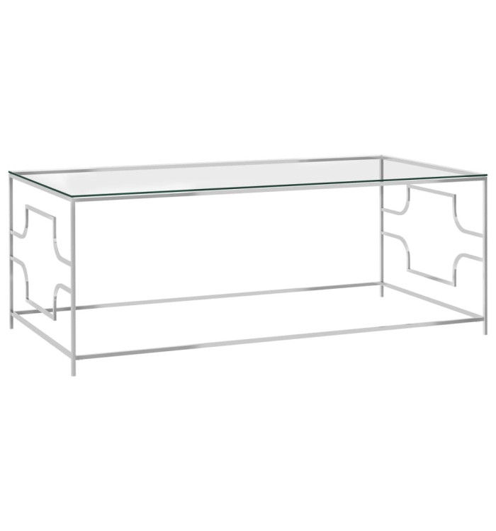 Table basse Argenté 120x60x45 cm Acier inoxydable et verre | Mobilier & Déco