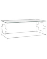 Table basse Argenté 120x60x45 cm Acier inoxydable et verre | Mobilier & Déco