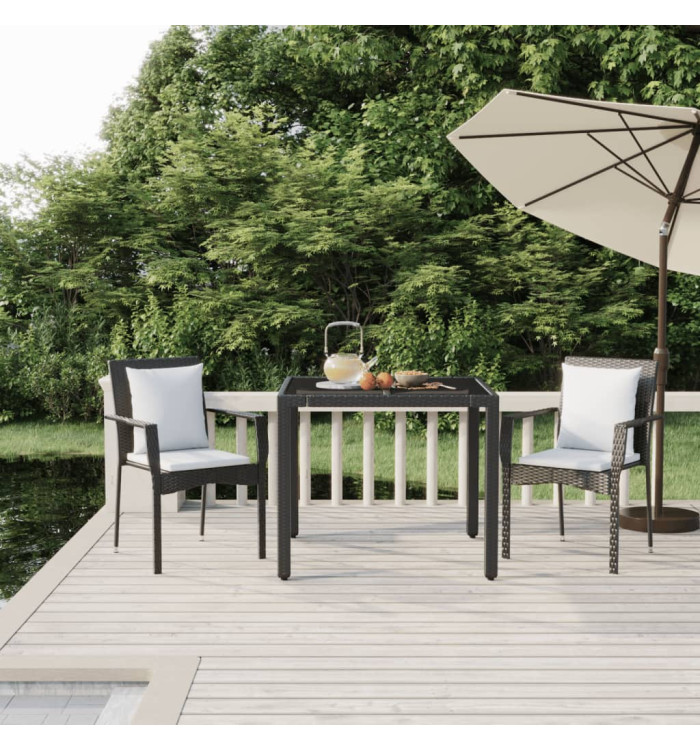 Ensemble à manger de jardin avec coussins 3 pcs Noir | Mobilier & Déco