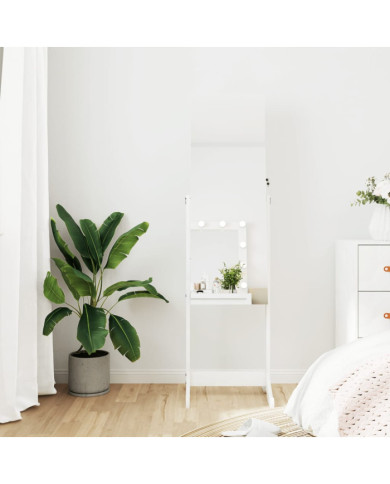 Armoire à bijoux avec miroir sur pied blanc 42x38x152 cm | Mobilier & Déco