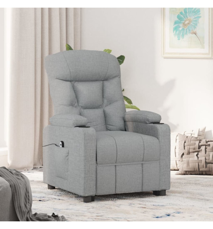 Fauteuil inclinable électrique Gris clair Tissu | Mobilier & Déco