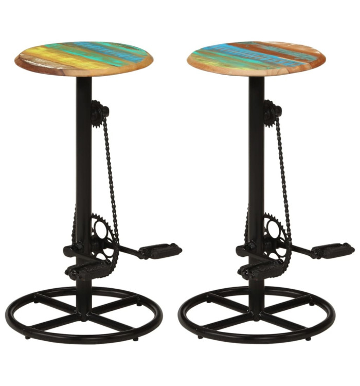 Tabourets de bar lot de 2 bois massif de récupération | Mobilier & Déco