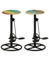 Tabourets de bar lot de 2 bois massif de récupération | Mobilier & Déco
