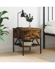 Table de chevet chêne fumé 40x42x45 cm bois d'ingénierie | Mobilier & Déco