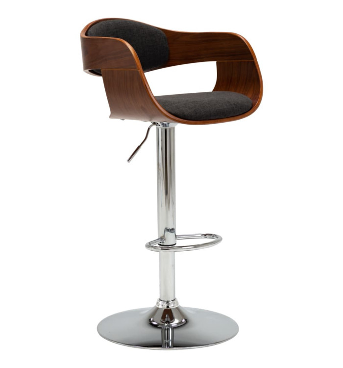 Tabouret de bar Gris Bois courbé et tissu | Mobilier & Déco