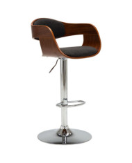 Tabouret de bar Gris Bois courbé et tissu | Mobilier & Déco