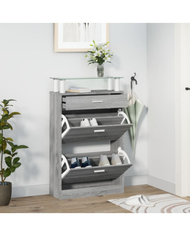 Armoire à chaussures Sonoma gris 63x24x104 cm Bois d'ingénierie | Mobilier & Déco