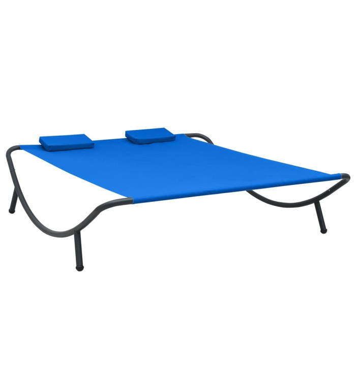Chaise longue d'extérieur tissu bleu | Mobilier & Déco