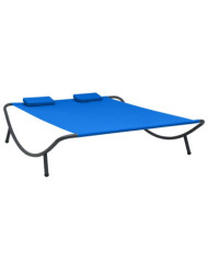 Chaise longue d'extérieur tissu bleu | Mobilier & Déco