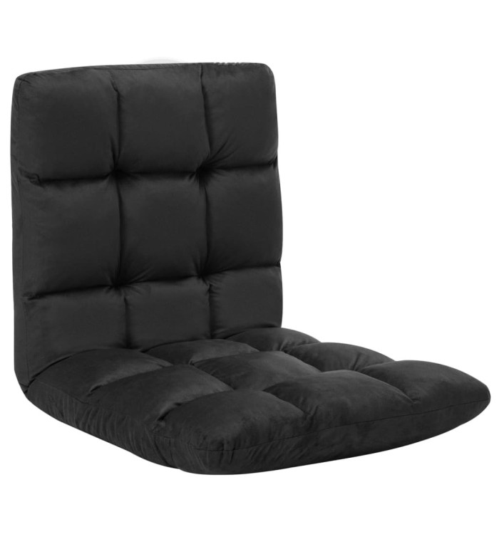 Chaise pliable de sol Noir Microfibre | Mobilier & Déco