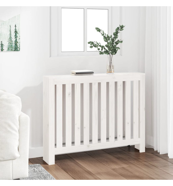 Cache-radiateur Blanc 108,5x19x84 cm Bois massif de pin | Mobilier & Déco