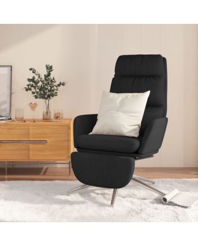 Chaise de relaxation avec repose-pied Noir Tissu | Mobilier & Déco