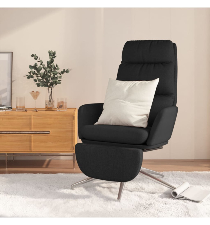 Chaise de relaxation avec repose-pied Noir Tissu | Mobilier & Déco