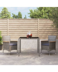 Ensemble à manger de jardin 3 pcs coussins gris résine tressée | Mobilier & Déco