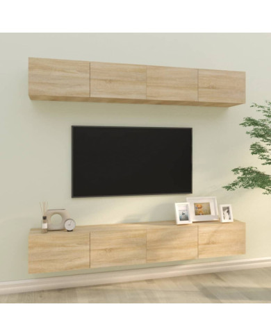 Meubles TV muraux 4 pcs chêne sonoma 100x30x30 cm | Mobilier & Déco
