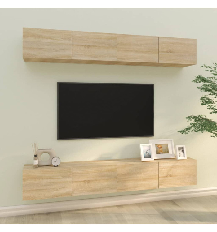 Meubles TV muraux 4 pcs chêne sonoma 100x30x30 cm | Mobilier & Déco