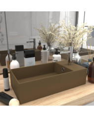 Lavabo de salle de bain avec trop-plein Céramique Crème mat | Mobilier & Déco