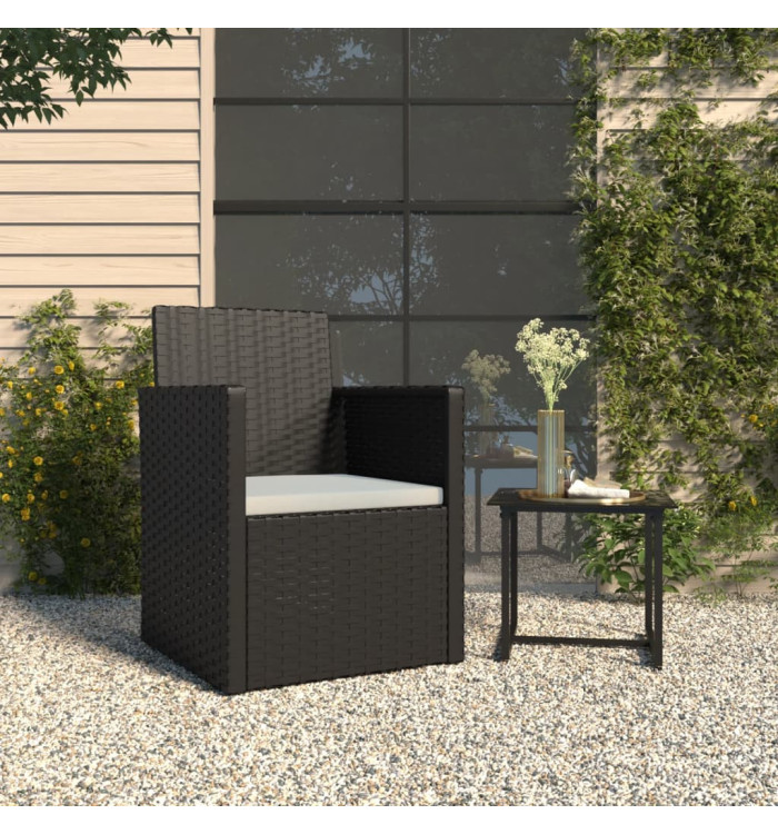 Fauteuil de jardin avec coussin Noir Résine tressée | Mobilier & Déco
