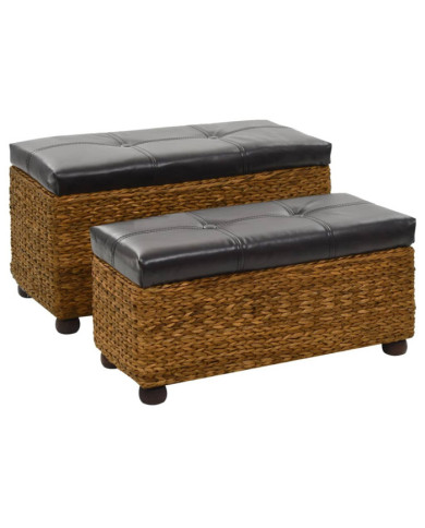 Ensemble de banc lot de 2 Jacinthe d'eau Marron | Mobilier & Déco