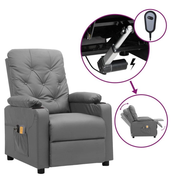 Fauteuil de massage électrique Gris Similicuir | Mobilier & Déco