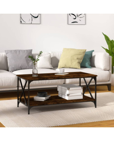 Table basse Chêne fumé 100x50x45 cm Bois d'ingénierie et fer | Mobilier & Déco