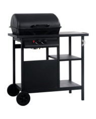 Barbecue à gaz avec table latérale à 3 niveaux Noir | Mobilier & Déco