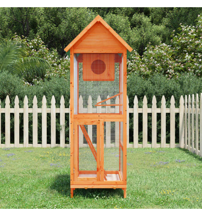Maison à oiseaux marron 60x58,5x160 cm bois massif de pin | Mobilier & Déco
