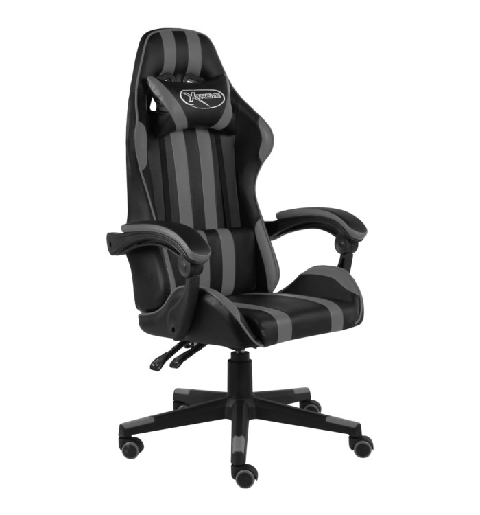 Fauteuil de jeux vidéo Noir et gris Similicuir | Mobilier & Déco