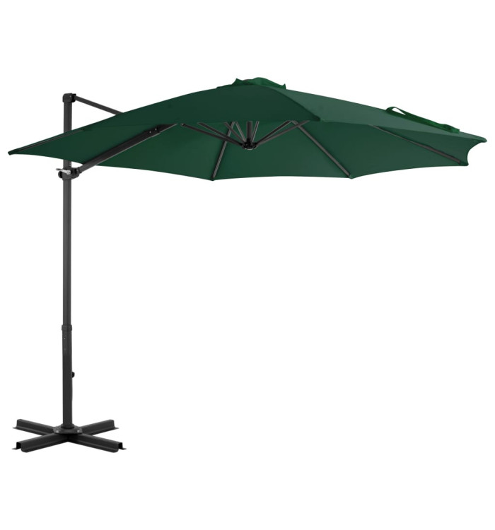 Parasol de jardin en porte-à-faux et poteau en aluminium vert | Mobilier & Déco