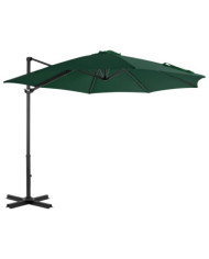 Parasol de jardin en porte-à-faux et poteau en aluminium vert | Mobilier & Déco