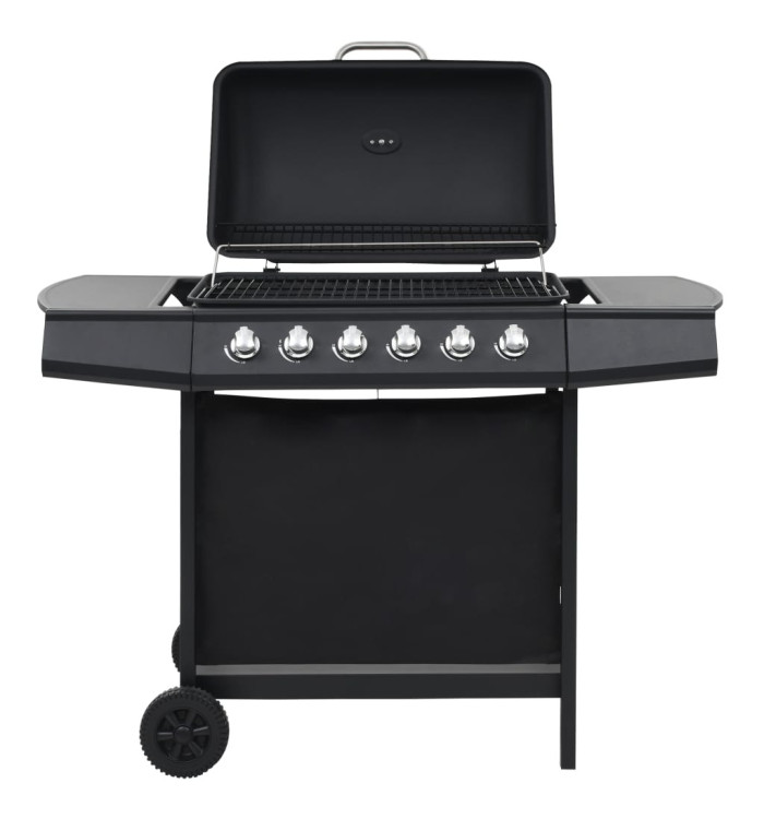 Barbecue au gaz avec 6 zones de cuisson Acier Noir | Mobilier & Déco